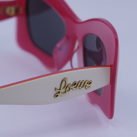 Loewe LW40140U 59A Sunglasses Ivory/Pink Opal Cat Eye Frame, Smoke Lenses - Picture 6 of 11